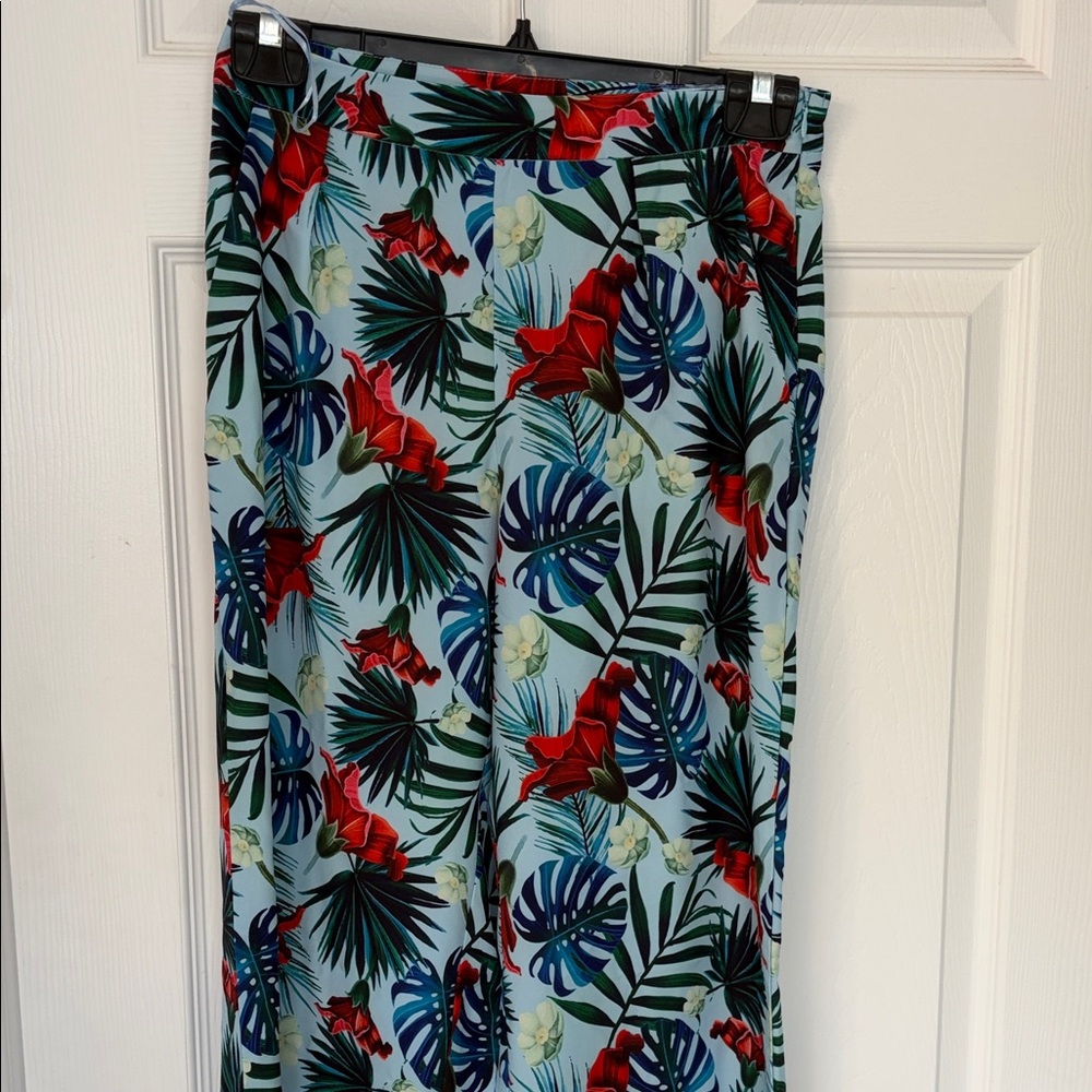 Fashion Nova Tropical Wide Leg Pants - Red, Green, Blue